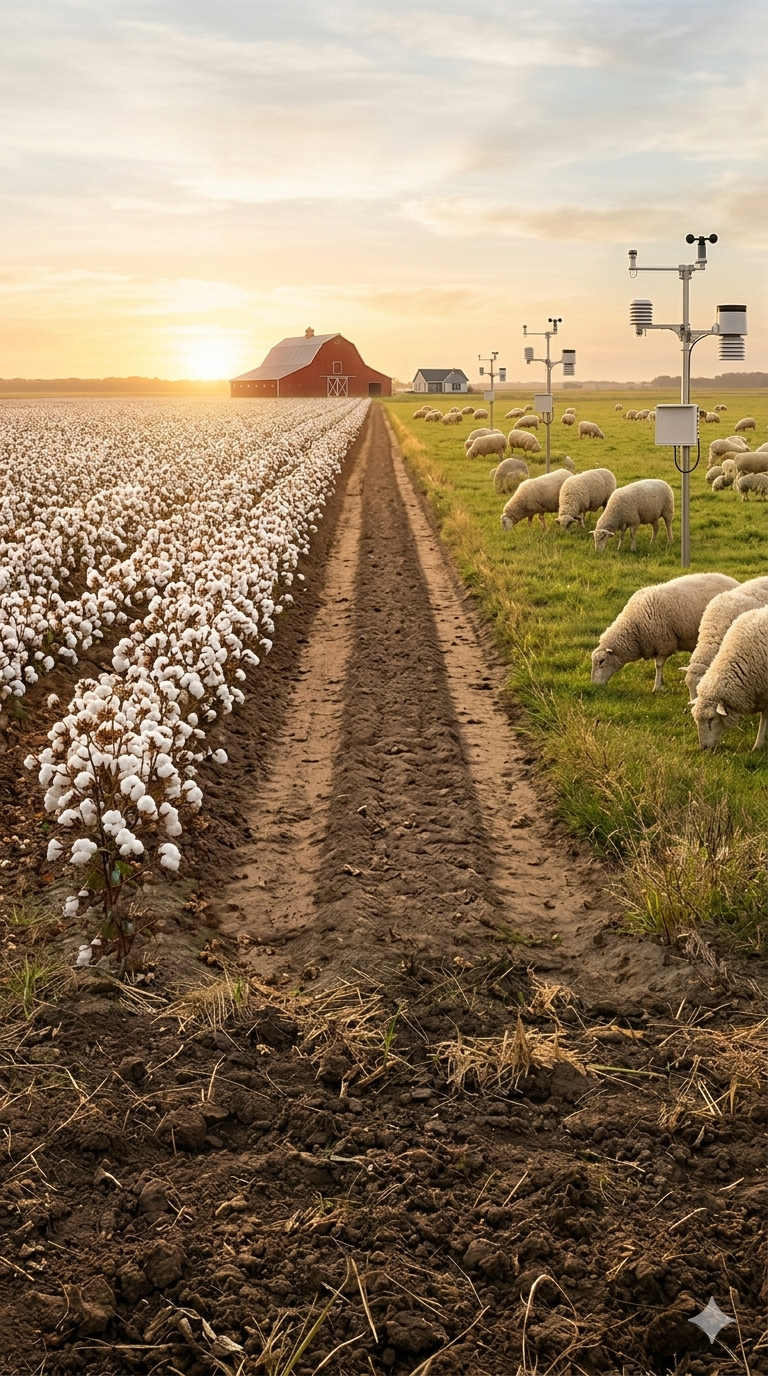 Pasture with sheep — intelligence for fibers