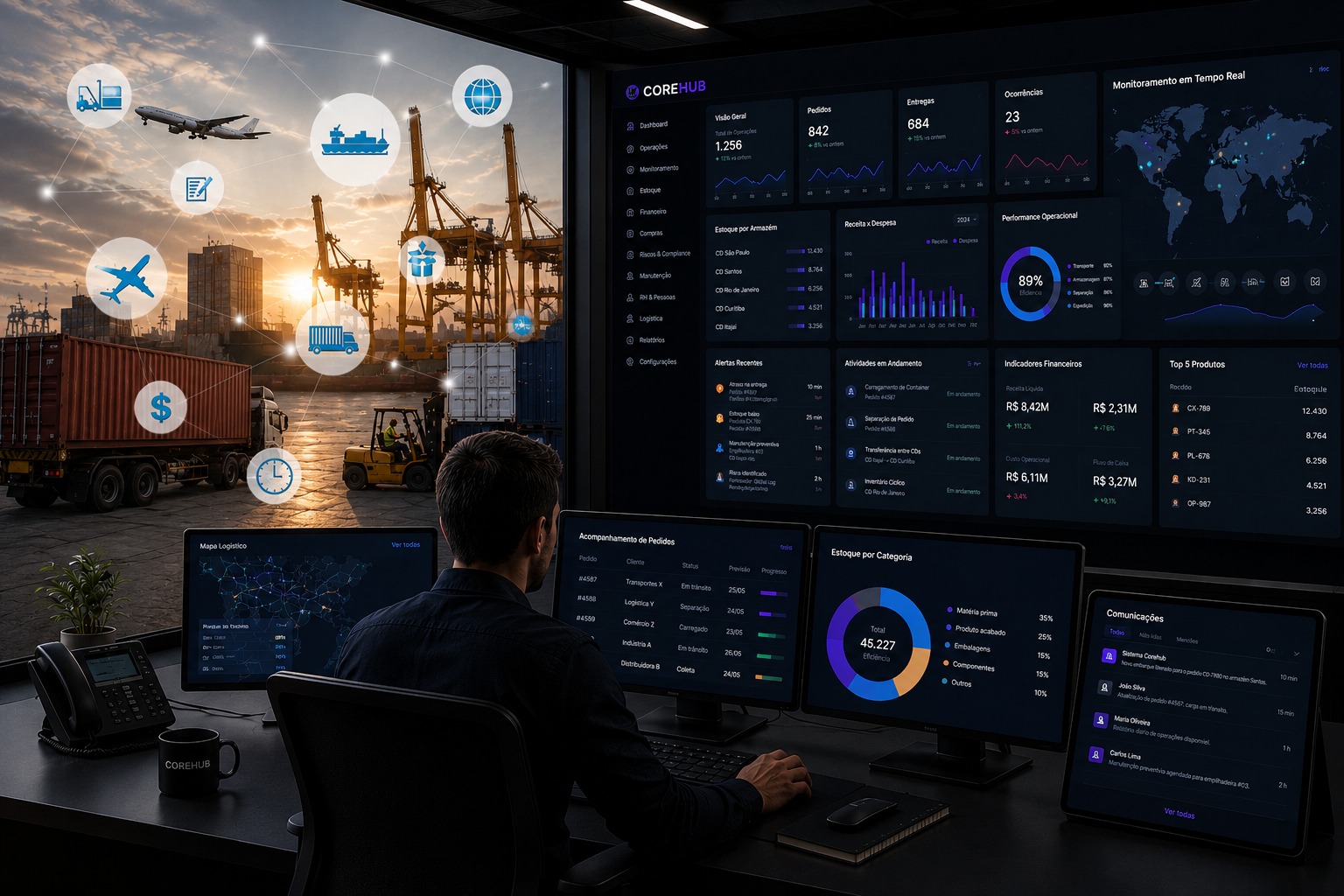 COREHUB — integrated operational control platform with real-time dashboards and logistics monitoring